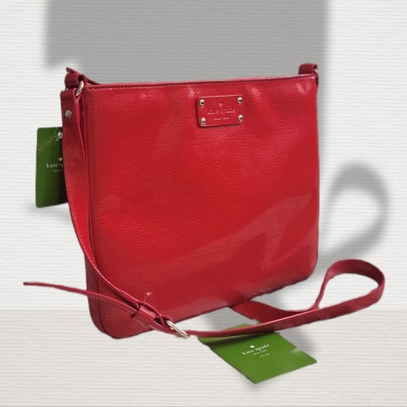 kate spade Handbags - New Kate Spade Perforated Style Red Patent Cross Body Bag